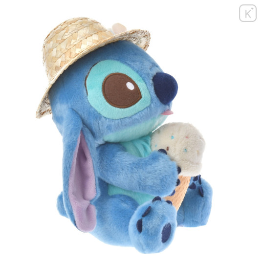 Japan Disney Store Fluffy Plush - Stitch & Straw Hat Ice Cream - 4