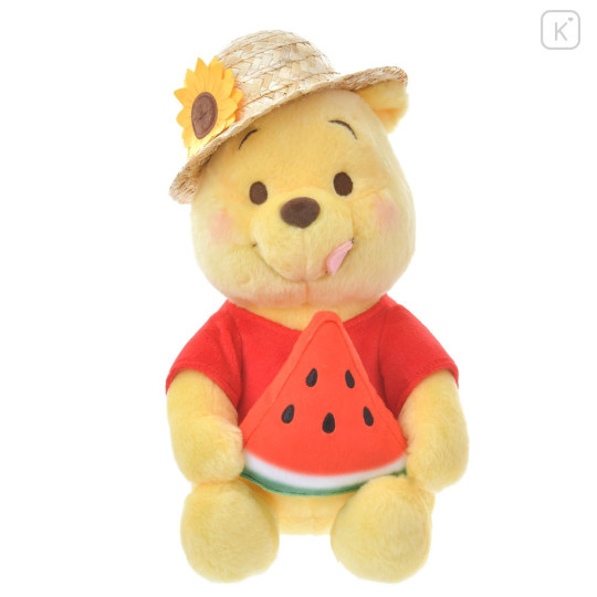 Japan Disney Store Fluffy Plush - Pooh & Straw Hat Watermelon - 1