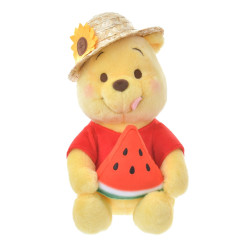 Japan Disney Store Fluffy Plush - Pooh & Straw Hat Watermelon