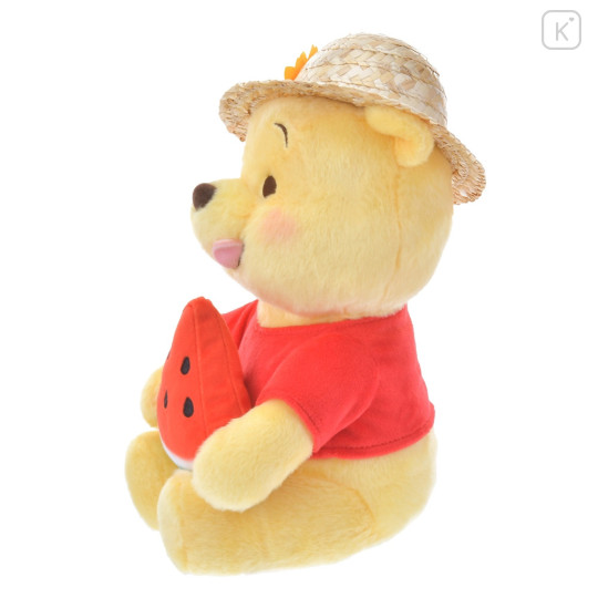 Japan Disney Store Fluffy Plush - Pooh & Straw Hat Watermelon - 2