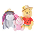 Japan Disney Store Fluffy Plush - Pooh & Straw Hat Watermelon - 6