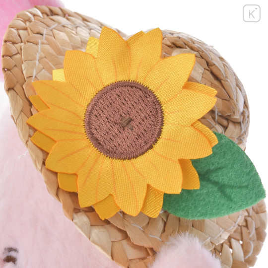 Japan Disney Store Fluffy Plush - Piglet & Straw Hat Sunflower - 5