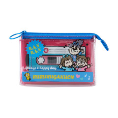 Japan Sanrio Flat Pouch - Rururugakuen / Retro Clear Cassette