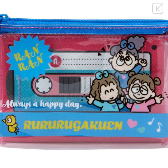 Japan Sanrio Flat Pouch - Rururugakuen / Retro Clear Cassette - 4