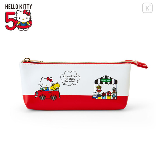 Japan Sanrio 3 Pocket Boat-shaped Pouch - Hello Kitty 50th Anniversary - 1