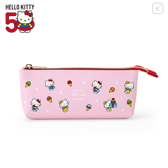 Japan Sanrio 3 Pocket Boat-shaped Pouch - Hello Kitty 50th Anniversary Flyer - 1