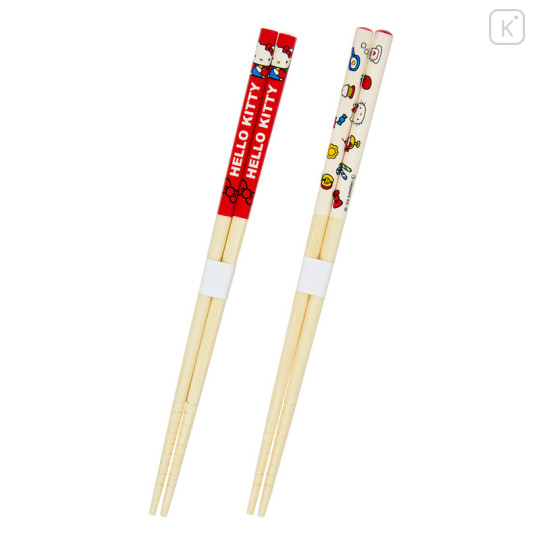 Japan Sanrio Bamboo Chopsticks 21cm - Hello Kitty 50th Anniversary Red - 2