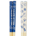 Japan Sanrio Bamboo Chopsticks 21cm - Hello Kitty 50th Anniversary Blue - 3