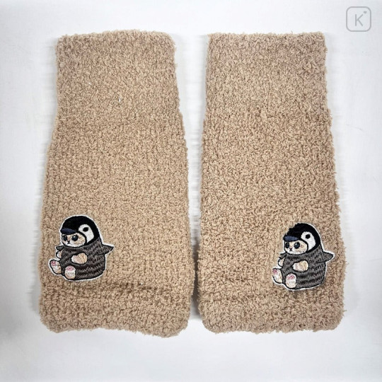 Japan Mofusand Marshmallow Arm Warmers - Penguin Cat Embroidery Brown - 1