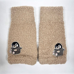 Japan Mofusand Marshmallow Arm Warmers - Penguin Cat Embroidery Brown