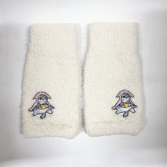 Japan Mofusand Marshmallow Arm Warmers - Relaxed Cat Embroidery White