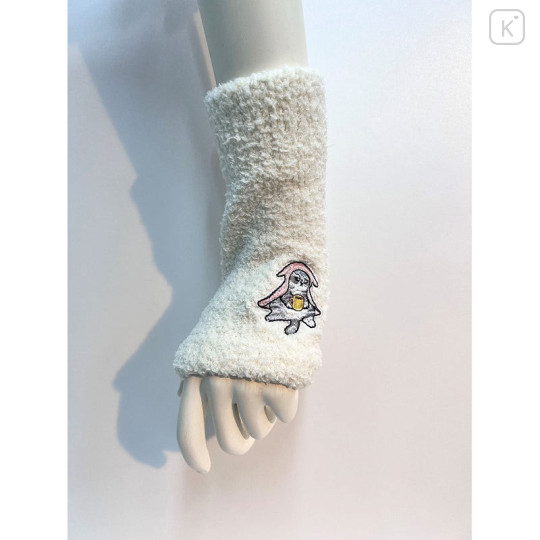 Japan Mofusand Marshmallow Arm Warmers - Relaxed Cat Embroidery White - 2