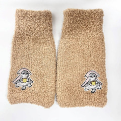 Japan Mofusand Marshmallow Arm Warmers - Relaxed Cat Embroidery Brown