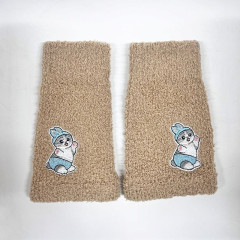 Japan Mofusand Marshmallow Arm Warmers - Bunny Cat Embroidery Brown