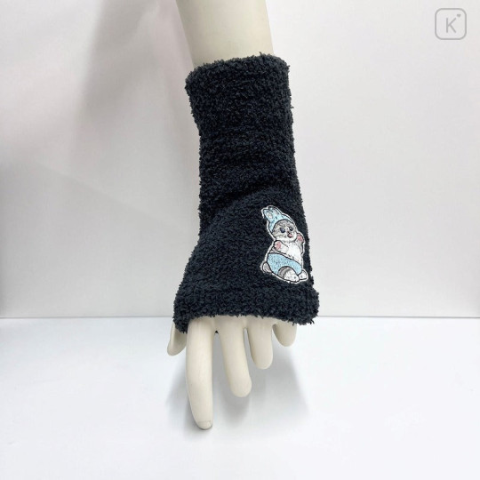 Japan Mofusand Marshmallow Arm Warmers - Bunny Cat Embroidery Black - 2