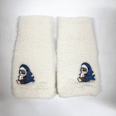 Japan Mofusand Marshmallow Arm Warmers - Shark Cat Embroidery White