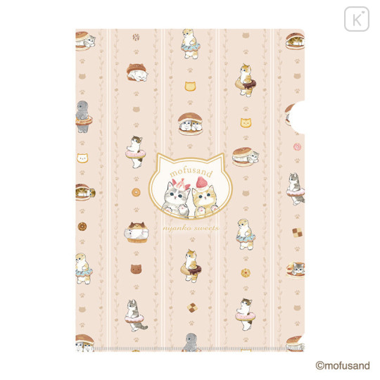 Japan Mofusand A4 Clear File - Sweets Cat Brown - 1