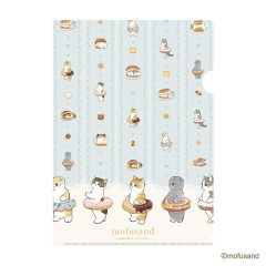 Japan Mofusand A4 Clear File - Sweets Cat Blue