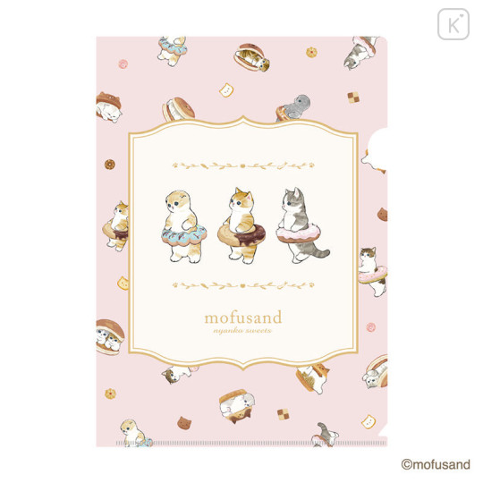 Japan Mofusand A4 Clear File - Sweets Cat Pink - 1