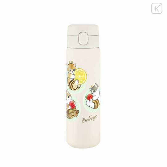 Japan Mofusand Stainless Steel One Push Bottle 480ml - Honeybee Cat Nyan - 1