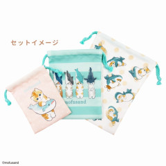 Japan Mofusand Drawstring Purse 3pcs - Shark Cat Same Nyan