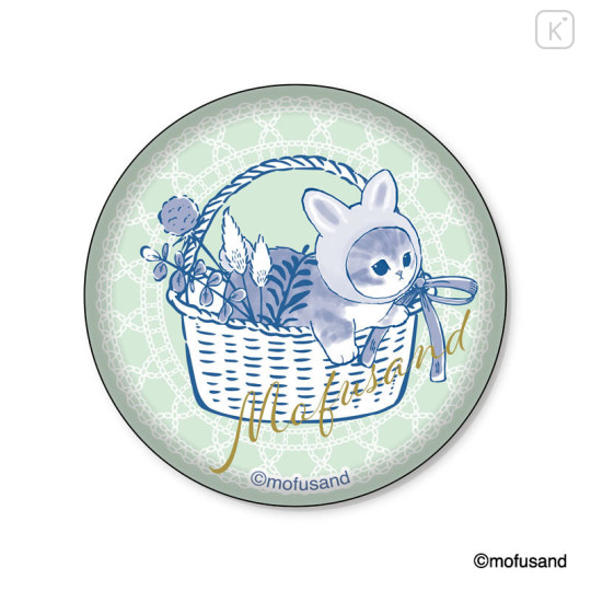 Japan Mofusand Mofumofu Store Foil Stamped Can Badge - Basket Cat Nyan - 1