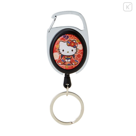 Japan Sanrio Metal Reel - Hello Kitty / Kimono Red - 1