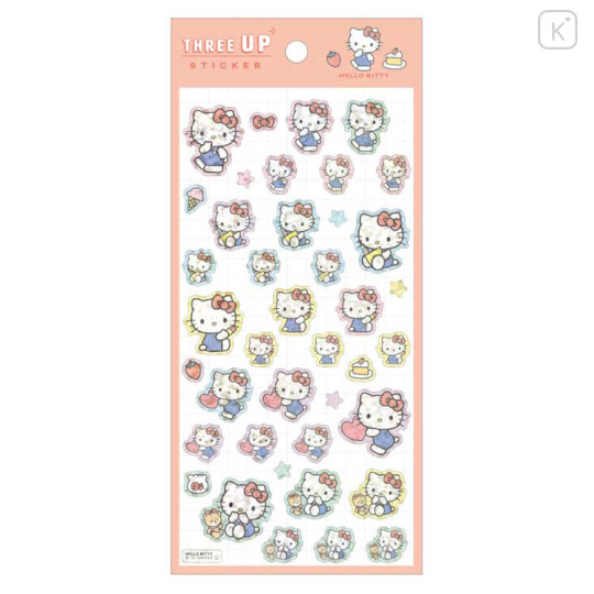 Japan Sanrio Sparkling Hologram Sticker - Hello Kitty / Three Up - 1