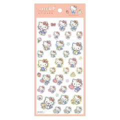 Japan Sanrio Sparkling Hologram Sticker - Hello Kitty / Three Up