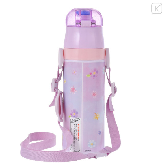 Japan Disney Store Stainless Steel Water Bottle with Strap - Rapunzel / Pastel Flower - 7