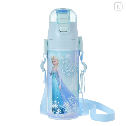 Japan Disney Store Stainless Steel Water Bottle with Strap - Elsa / Pastel Snow - 1