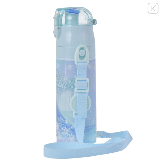 Japan Disney Store Stainless Steel Water Bottle with Strap - Elsa / Pastel Snow - 2