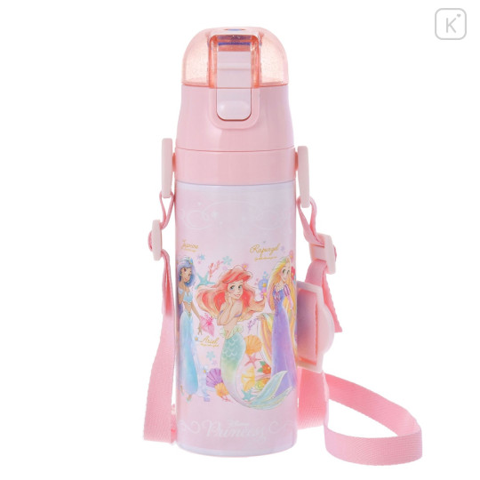 Japan Disney Store Stainless Steel Water Bottle with Strap - Princess Jasmine Ariel Rapunzel / Pastel - 1