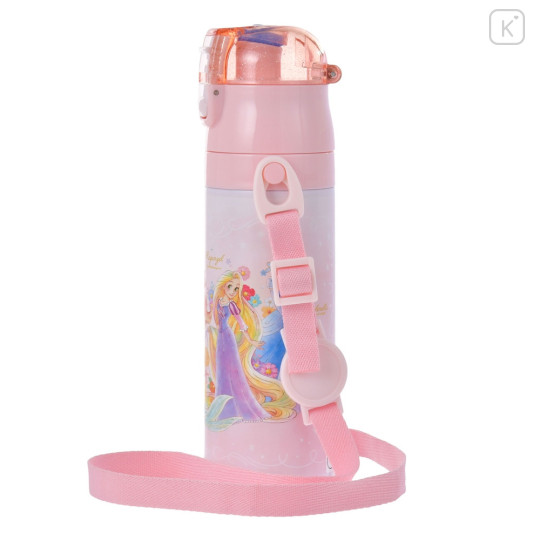 Japan Disney Store Stainless Steel Water Bottle with Strap - Princess Jasmine Ariel Rapunzel / Pastel - 2