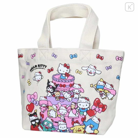 Japan Sanrio Canvas Mini Tote Bag - Characters / Hello Kitty 50th Anniversary - 1