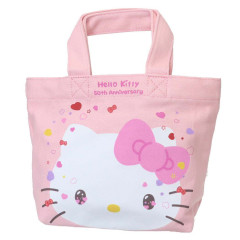 Japan Sanrio Canvas Mini Tote Bag - Hello Kitty 50th Anniversary Pink