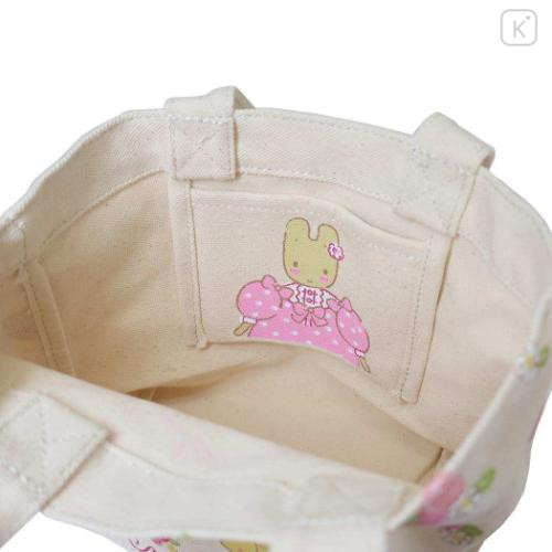 Japan Sanrio Canvas Mini Tote Bag - Marroncream / Rose - 4