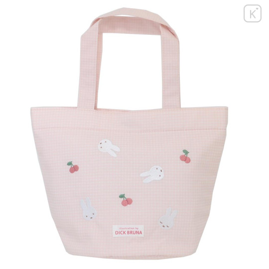 Japan Miffy Mini Tote Bag - Gingham Pink Cherry - 1