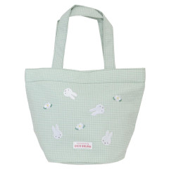 Japan Miffy Mini Tote Bag - Gingham Green Flower