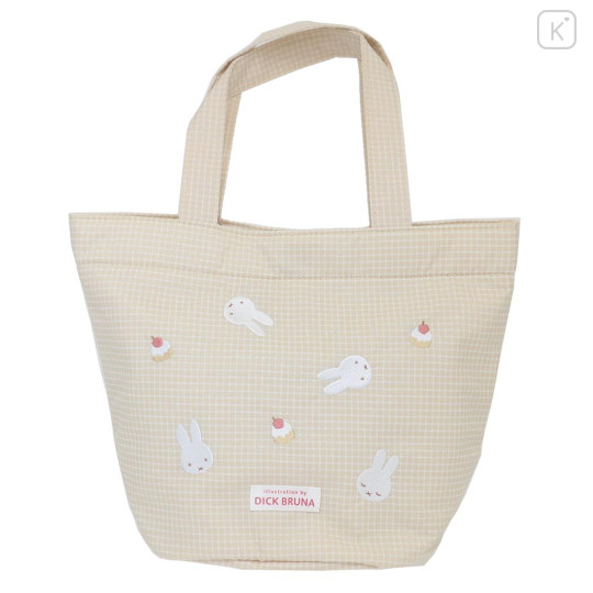 Japan Miffy Mini Tote Bag - Gingham Yellow Cake - 1