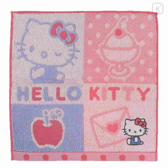 Japan Sanrio Jacquard Towel Handkerchief - Hello Kitty / Apple - 1