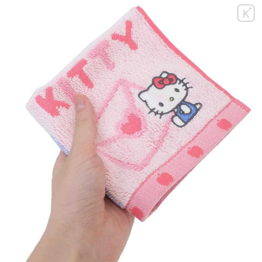 Japan Sanrio Jacquard Towel Handkerchief - Hello Kitty / Apple - 3