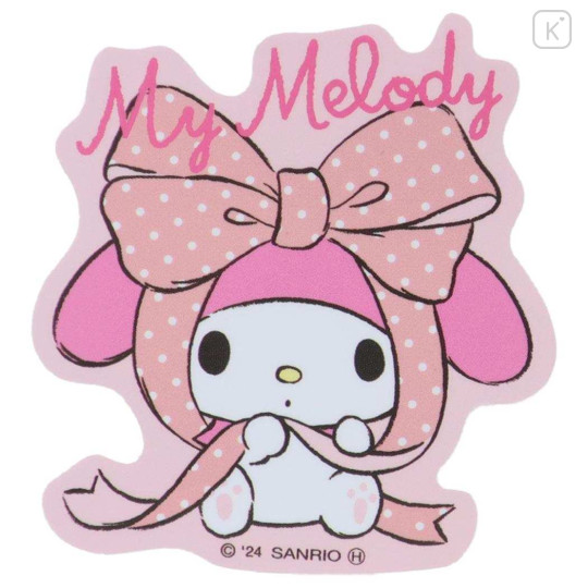 Japan Sanrio Vinyl Sticker - My Melody / Big Ribbon - 1