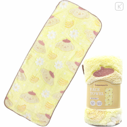 Japan Sanrio Microfiber Face Towel - Pompompurin / Flower - 1