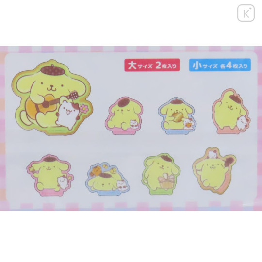 Japan Sanrio Die-cut Flake Seal Sticker Pack - Pompompurin / Music - 2