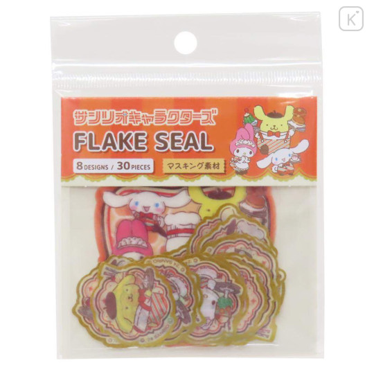 Japan Sanrio Die-cut Flake Seal Sticker Pack - Characters / Retro Cafe - 1