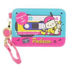 Japan Sanrio Pass Case Card Holder with Reel - Pochacco / Cassette