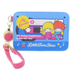 Japan Sanrio Pass Case Card Holder with Reel - Little Twin Stars / Cassette