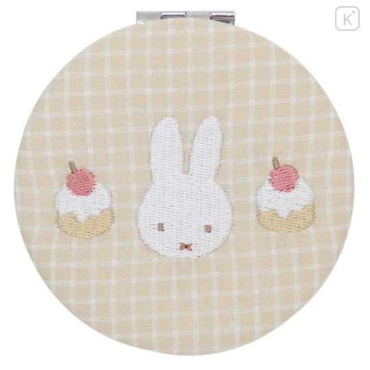 Japan Miffy Compact Double Mirror - Gingham Yellow Cake - 1