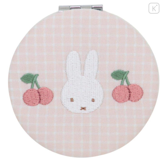 Japan Miffy Compact Double Mirror - Gingham Pink Cherry - 1